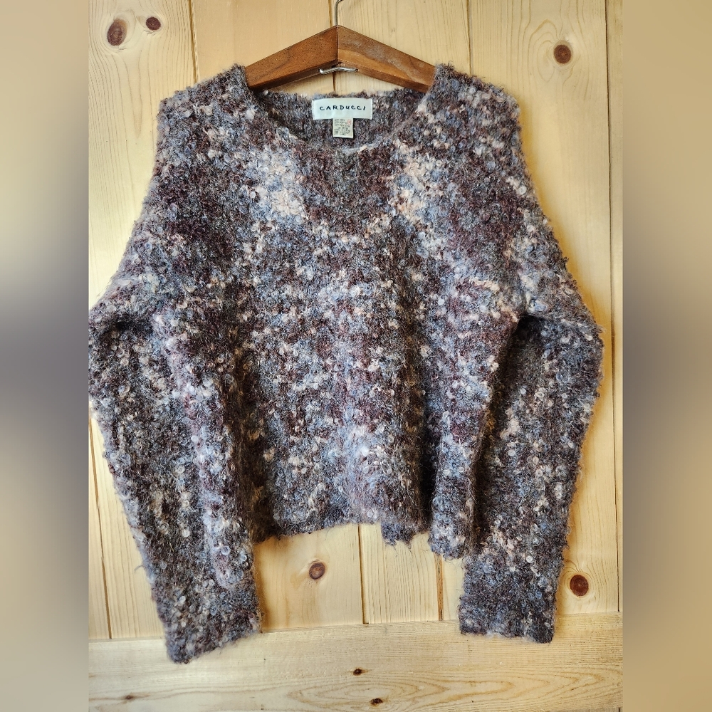Vintage Carducci Boucle Style Wool Blend Knit Textured Long Sleeve Sweater